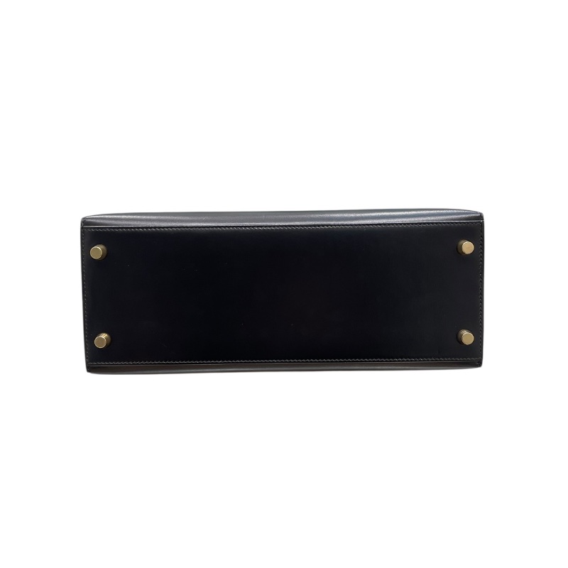 HERMES 愛馬仕 KELLY 28 凱莉包 BOX皮 外縫 黑色 金釦-5