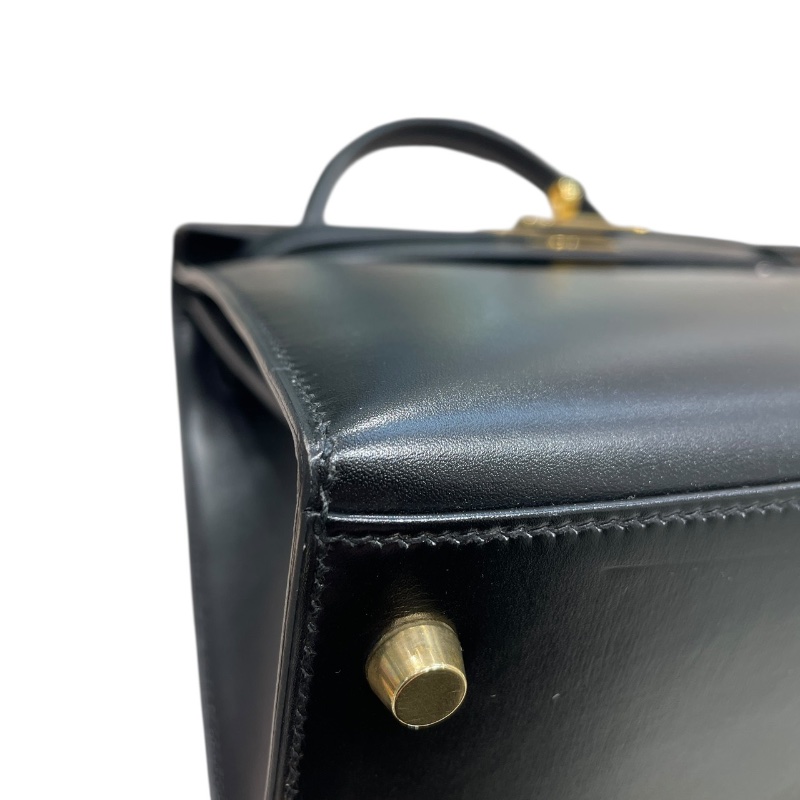 HERMES 愛馬仕 KELLY 28 凱莉包 BOX皮 外縫 黑色 金釦-6
