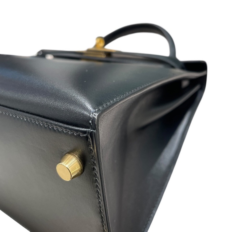 HERMES 愛馬仕 KELLY 28 凱莉包 BOX皮 外縫 黑色 金釦-7