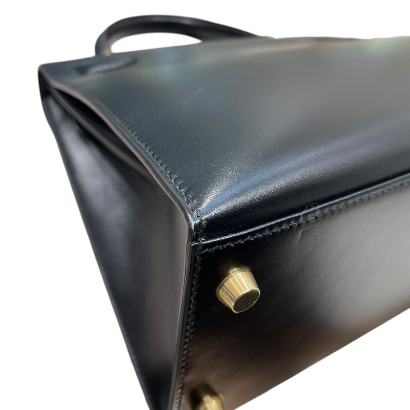 HERMES 愛馬仕 KELLY 28 凱莉包 BOX皮 外縫 黑色 金釦-8