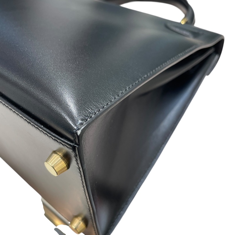 HERMES 愛馬仕 KELLY 28 凱莉包 BOX皮 外縫 黑色 金釦-9