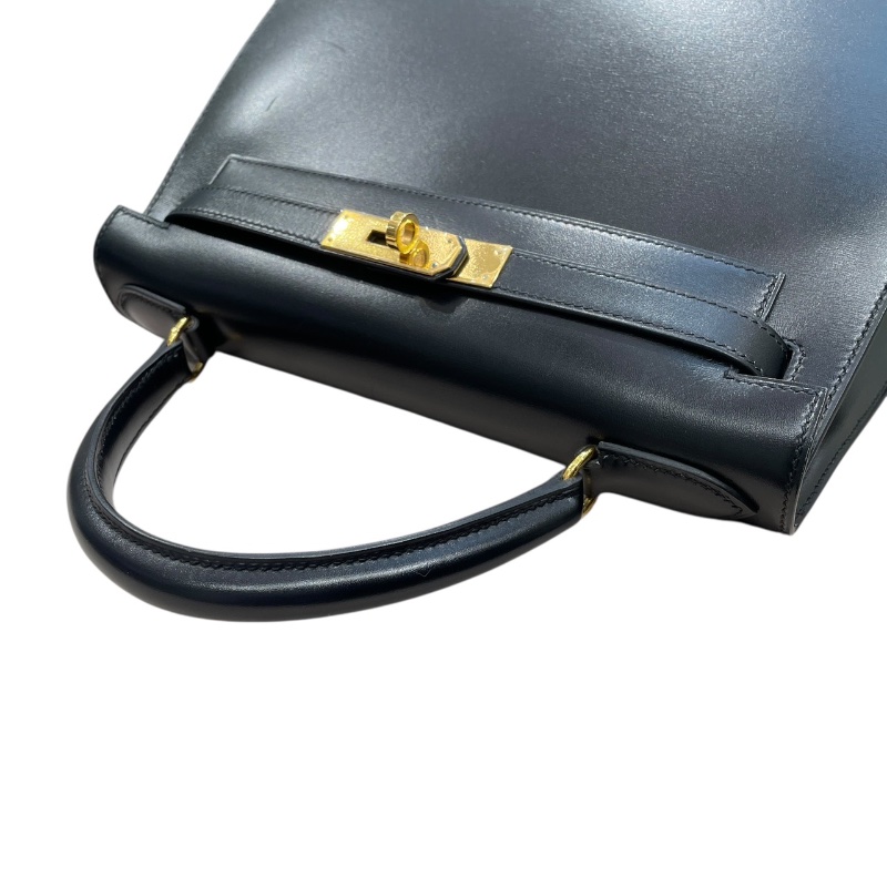 HERMES 愛馬仕 KELLY 28 凱莉包 BOX皮 外縫 黑色 金釦-10