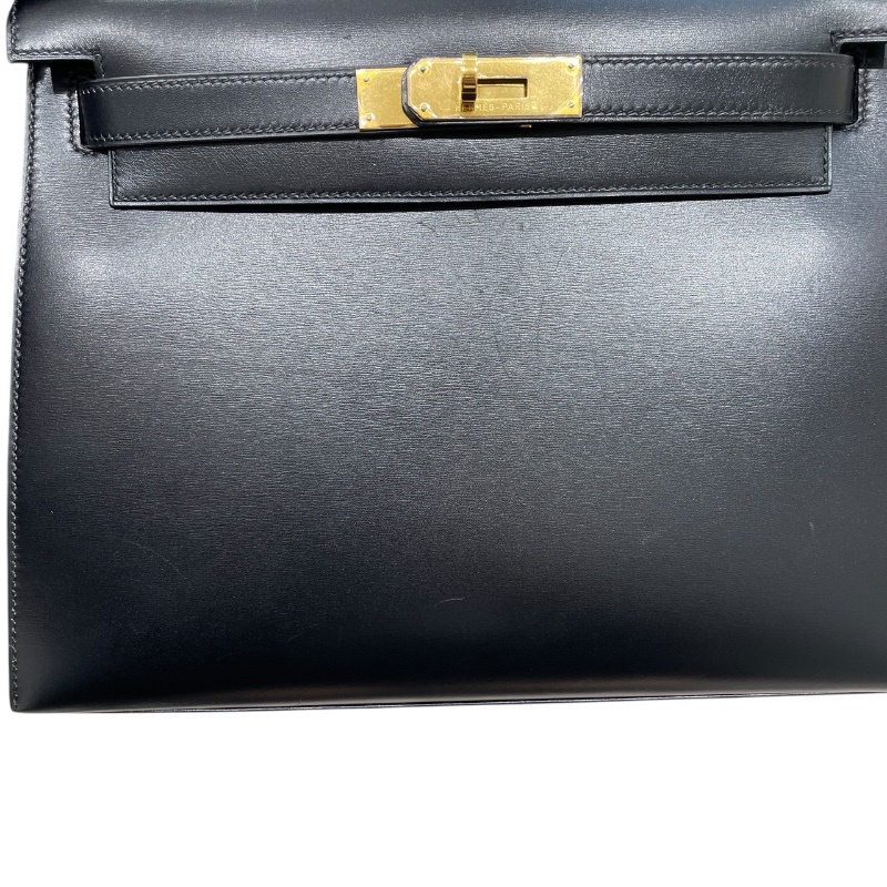 HERMES 愛馬仕 KELLY 28 凱莉包 BOX皮 外縫 黑色 金釦-13