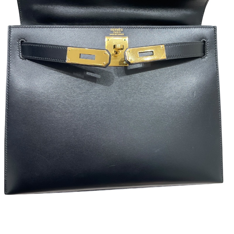 HERMES 愛馬仕 KELLY 28 凱莉包 BOX皮 外縫 黑色 金釦-14
