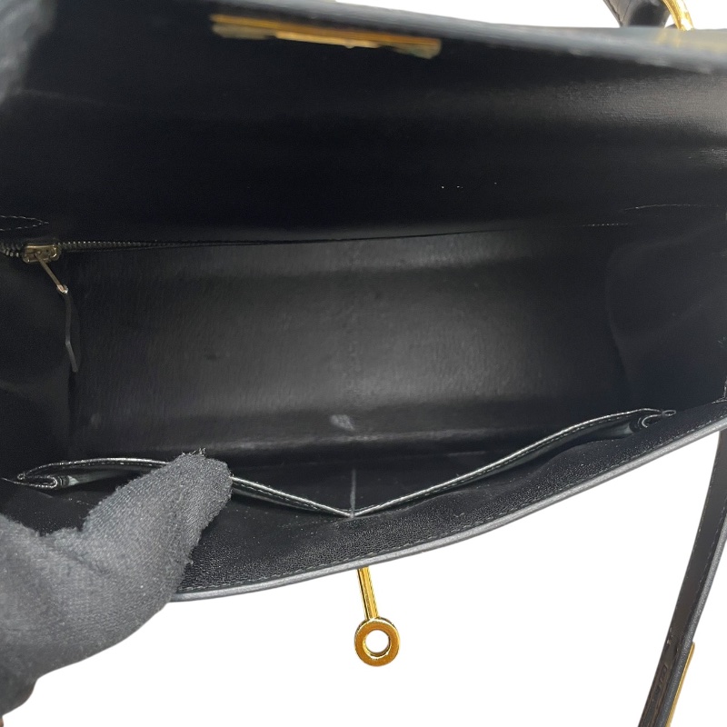 HERMES 愛馬仕 KELLY 28 凱莉包 BOX皮 外縫 黑色 金釦-15