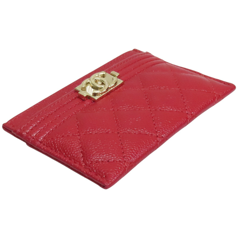 紅色 荔枝紋 牛皮 名片夾 卡夾 (無卡)【CHANEL 香奈兒】 A84431-2