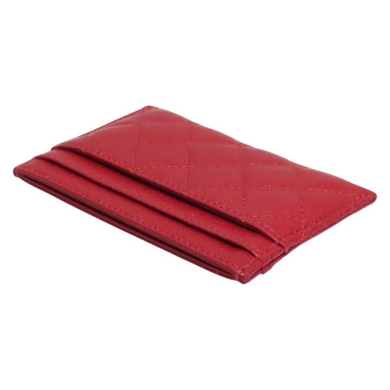 紅色 荔枝紋 牛皮 名片夾 卡夾 (無卡)【CHANEL 香奈兒】 A84431-3