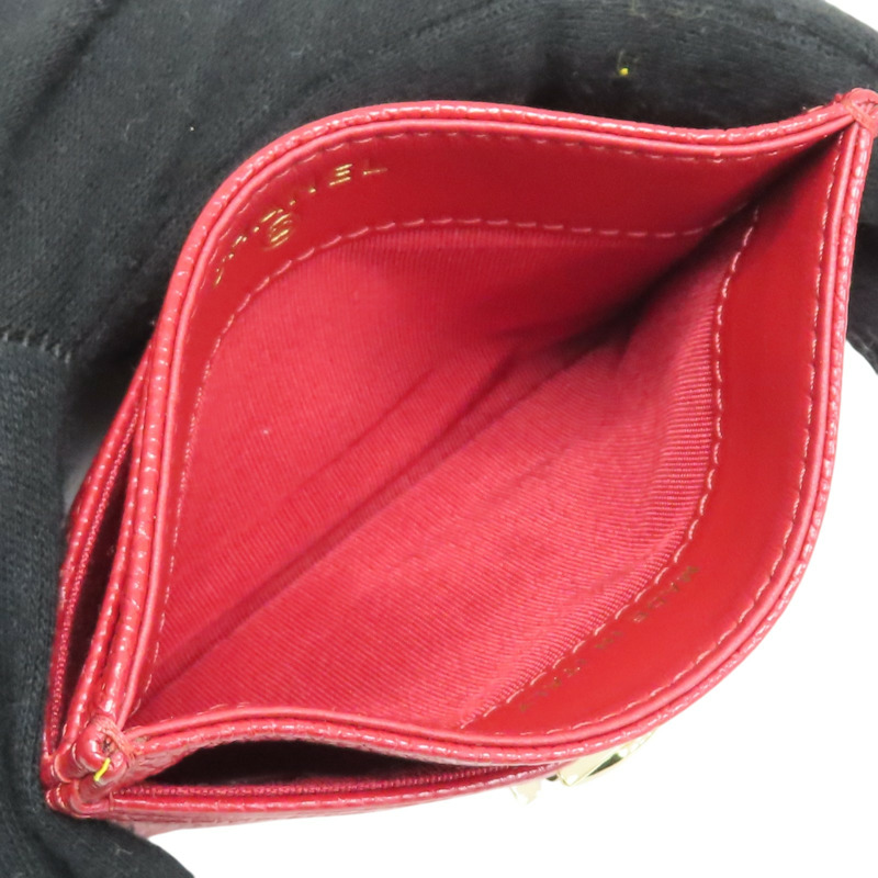 紅色 荔枝紋 牛皮 名片夾 卡夾 (無卡)【CHANEL 香奈兒】 A84431-4