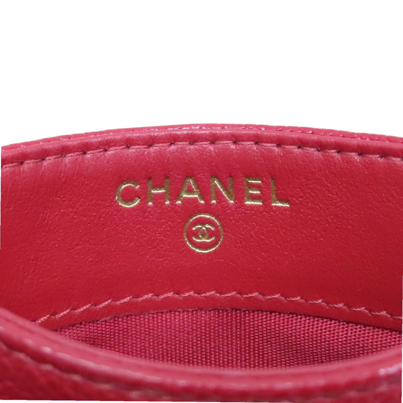 紅色 荔枝紋 牛皮 名片夾 卡夾 (無卡)【CHANEL 香奈兒】 A84431-6