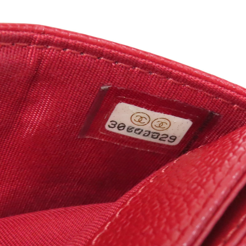 紅色 荔枝紋 牛皮 名片夾 卡夾 (無卡)【CHANEL 香奈兒】 A84431-8