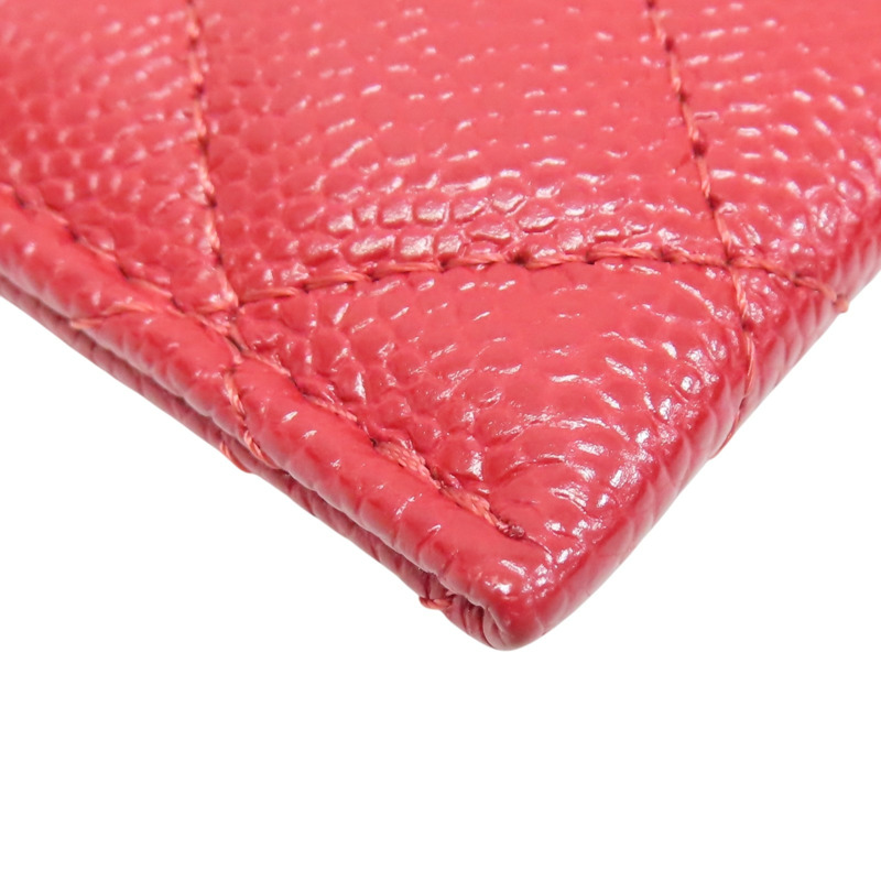 紅色 荔枝紋 牛皮 名片夾 卡夾 (無卡)【CHANEL 香奈兒】 A84431-10