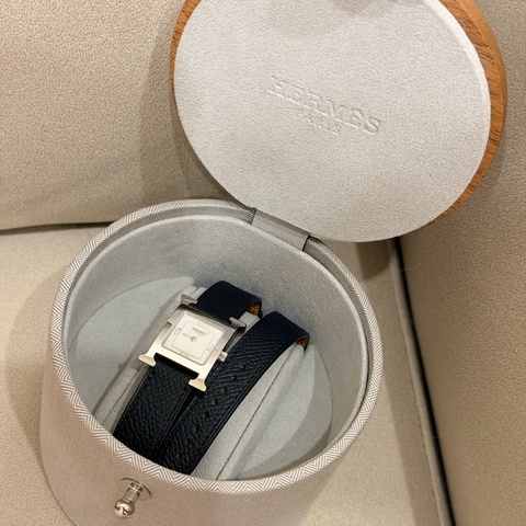 【極罕見特殊訂製】Hermès Heure H 系列 雙圈皮帶腕錶