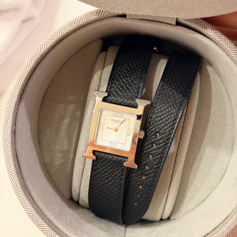 【極罕見特殊訂製】Hermès Heure H 系列 雙圈皮帶腕錶-1
