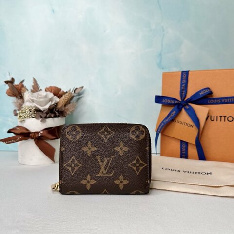 LV 老花拉鏈零錢包