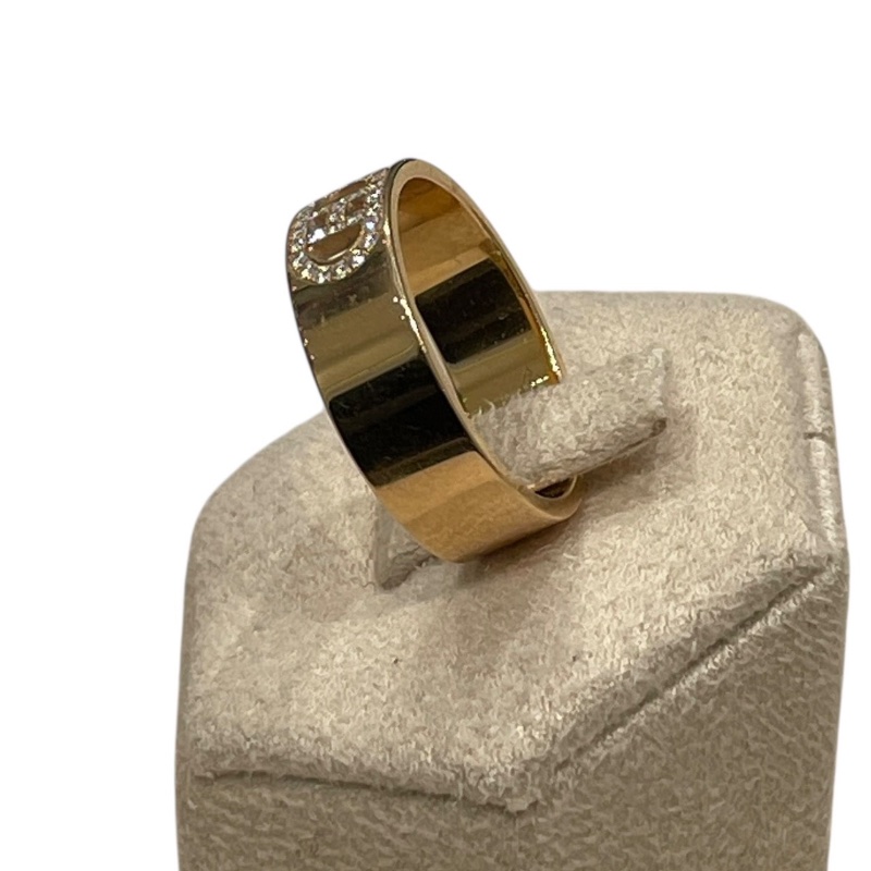 HERMES 愛馬仕 H D`ANCRE 鑽石戒指 K18YG 黃金色 #50-3