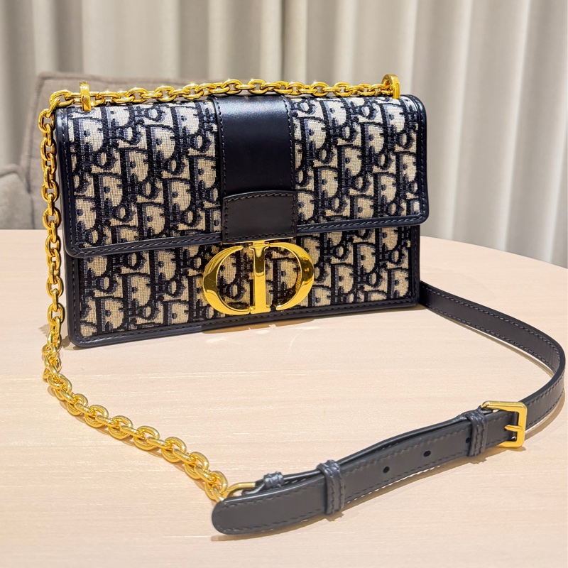 Dior 30 Montaigne Oblique 老花帆布包|藍色|肩背|9成新-8