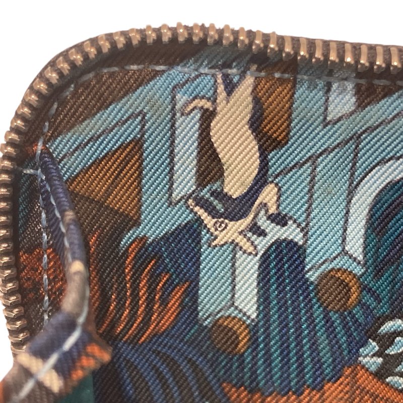 HERMES 愛馬仕 SILK IN COIN CASE 絲巾零錢包 黑色 多色 圖騰 D刻印-6