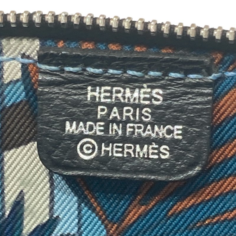 HERMES 愛馬仕 SILK IN COIN CASE 絲巾零錢包 黑色 多色 圖騰 D刻印-7