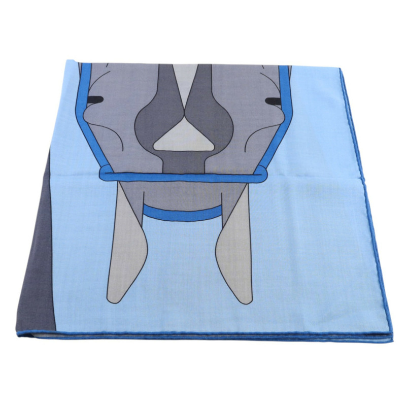 HERMES 羊絨/絲質Scarf 100X100圍巾-3