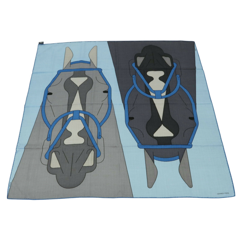 HERMES 羊絨/絲質Scarf 100X100圍巾-9