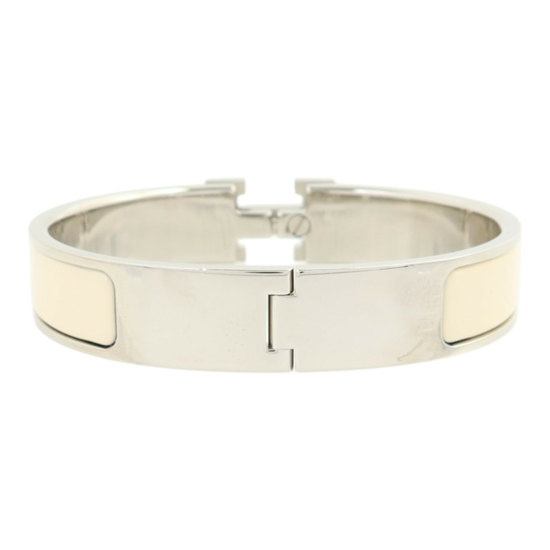 HERMES 琺瑯/金屬Clic H銀扣手鐲-2