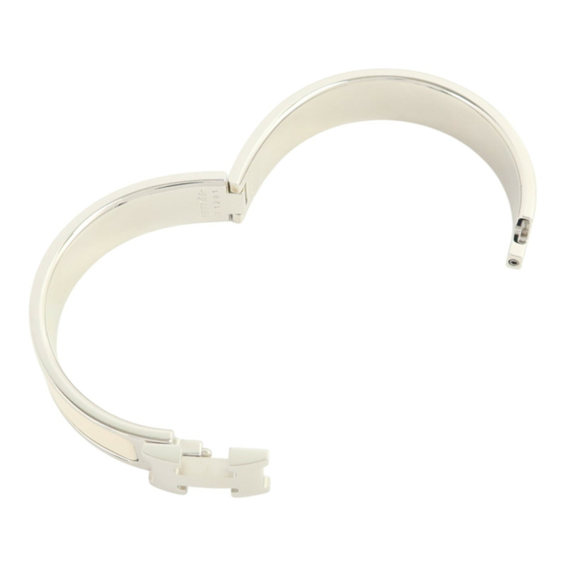 HERMES 琺瑯/金屬Clic H銀扣手鐲-5