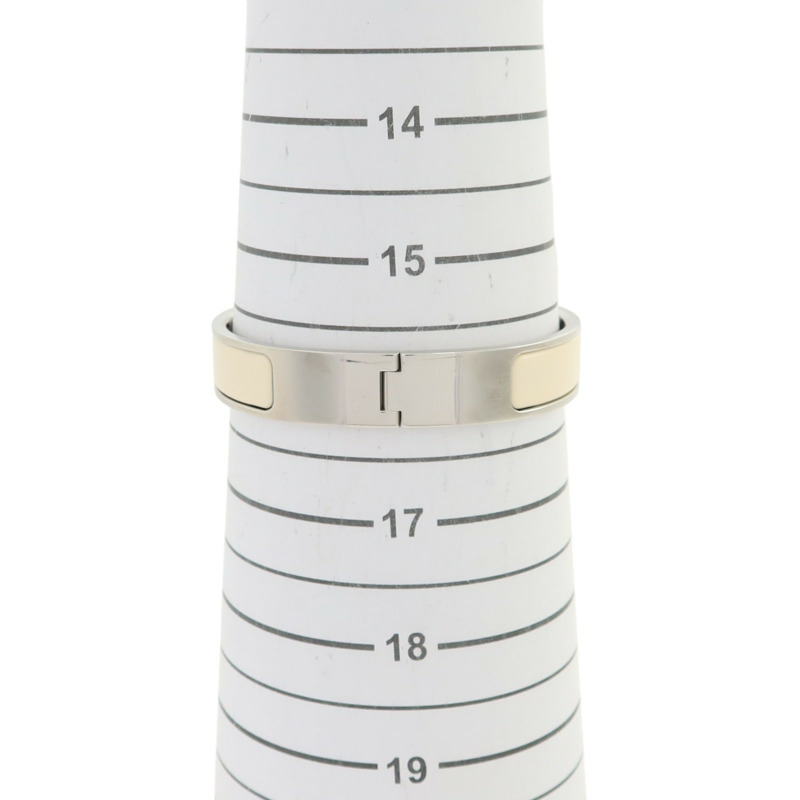 HERMES 琺瑯/金屬Clic H銀扣手鐲-7
