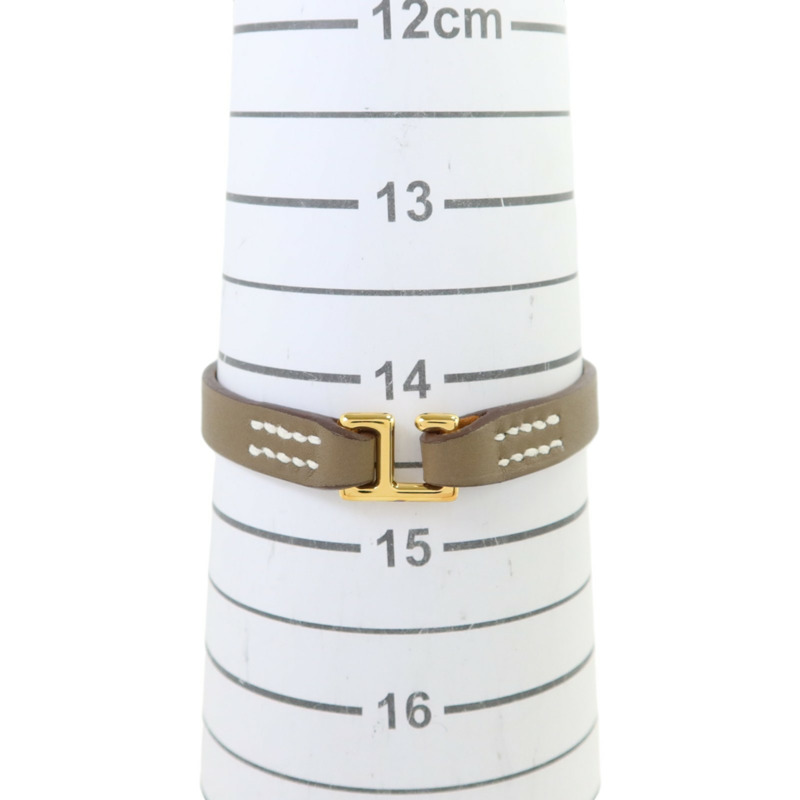 HERMES Swift皮革Rivale Mini Bracelet金扣手鏈Etoupe-8