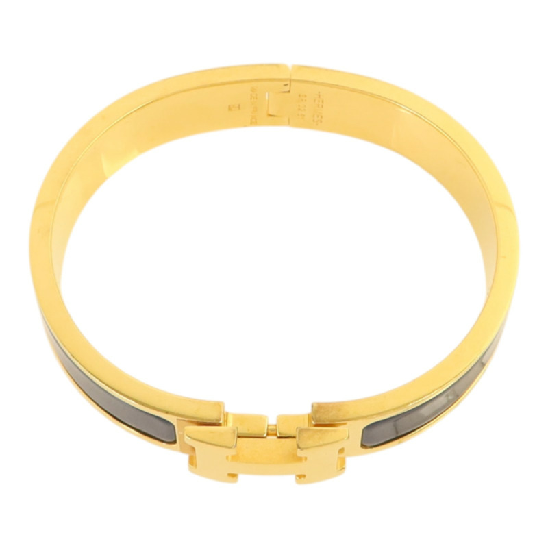 HERMES 琺瑯/金屬Clic H金扣手鐲-3