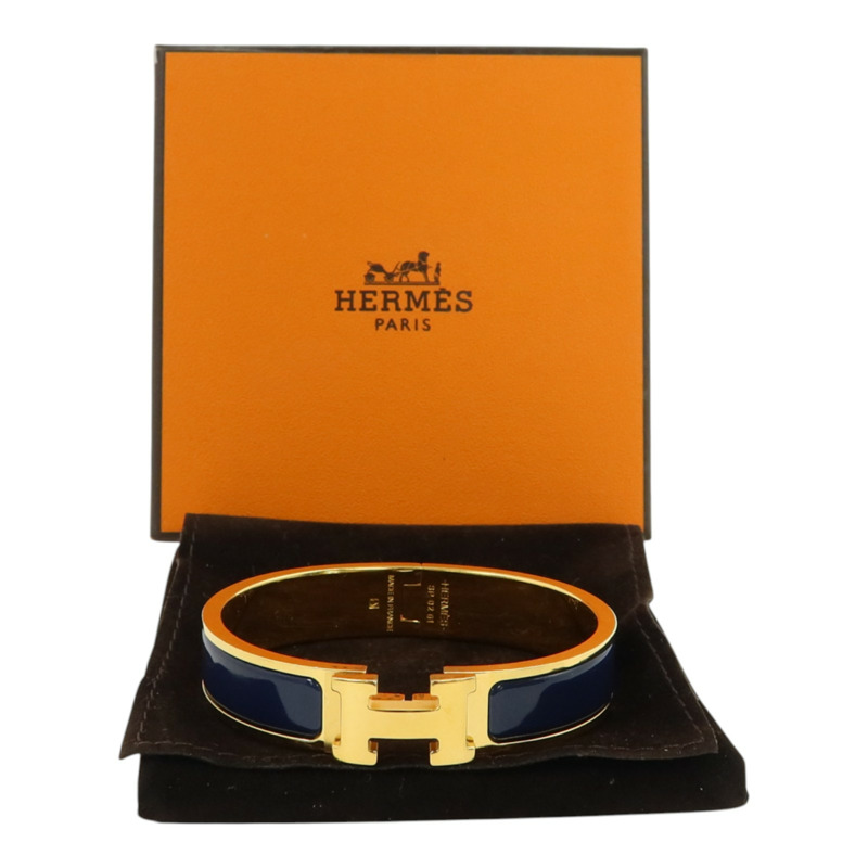 HERMES 琺瑯/金屬Clic H金扣手鐲-8
