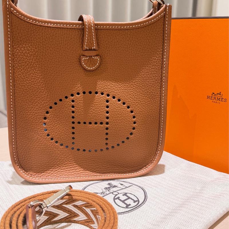 Hermès Evelyne 16 TPM 金棕色｜Cavale帆布肩帶｜全新未使用-0