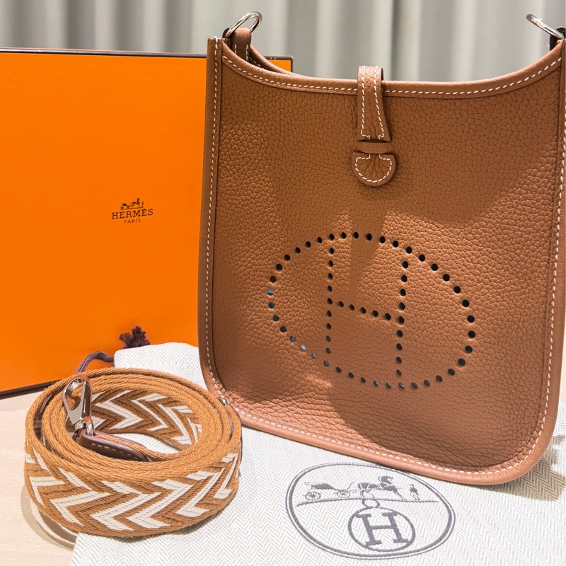 Hermès Evelyne 16 TPM 金棕色｜Cavale帆布肩帶｜全新未使用-9