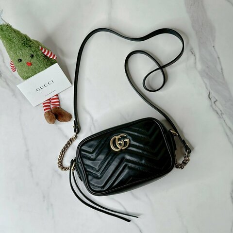 GUCCI Marmont Mini黑金相機包