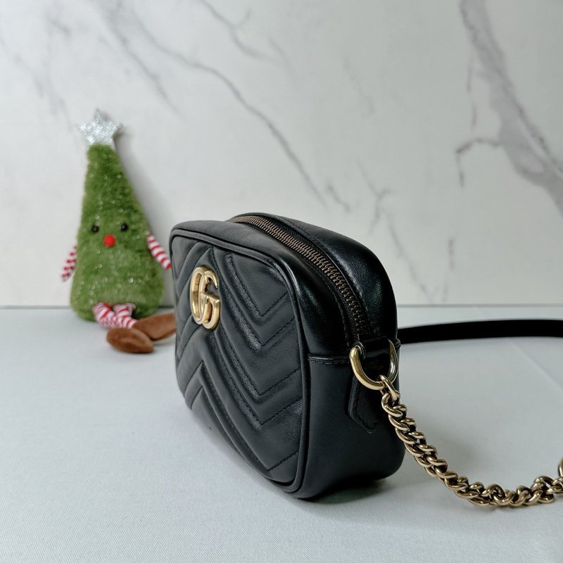 GUCCI Marmont Mini黑金相機包-2