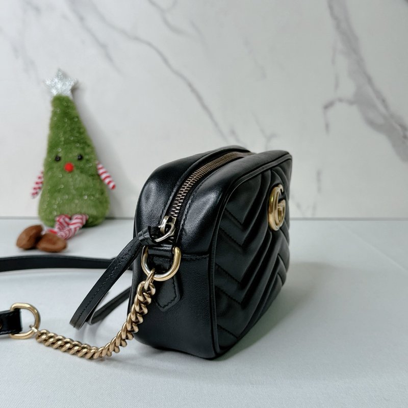 GUCCI Marmont Mini黑金相機包-3