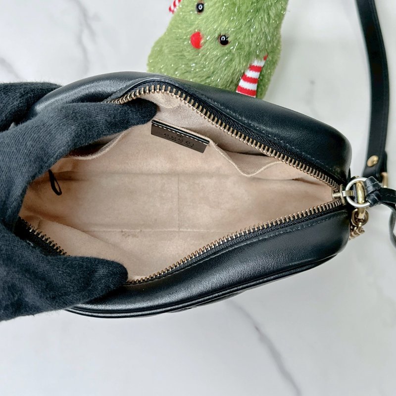 GUCCI Marmont Mini黑金相機包-4