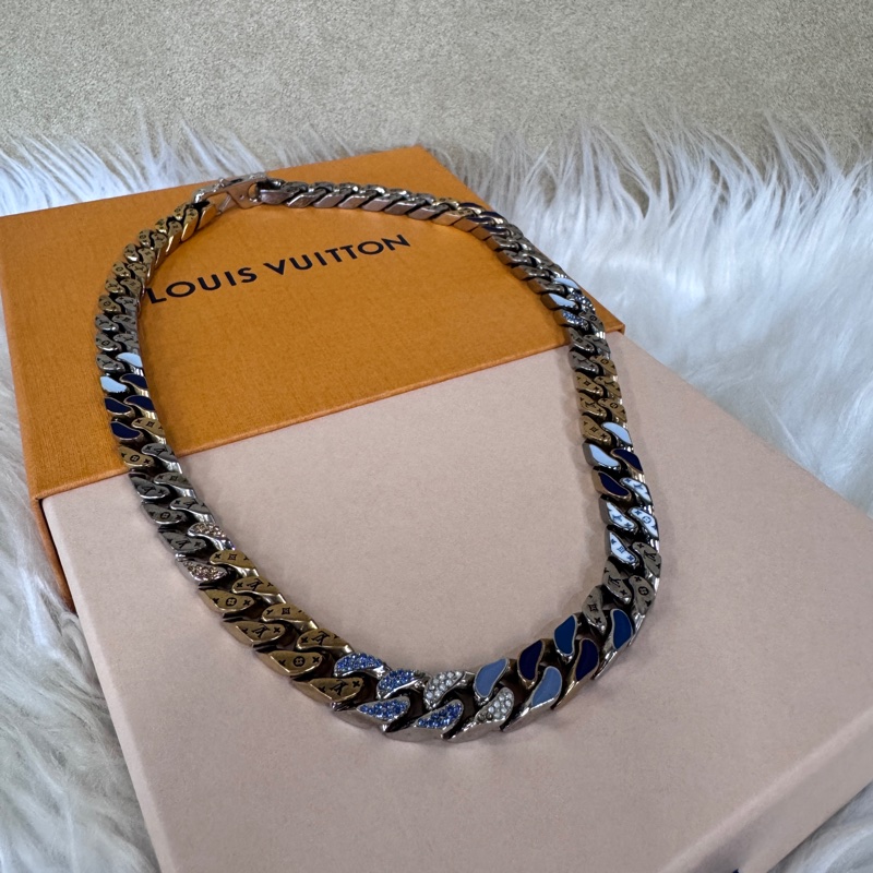 ［ 20年秋冬款13萬 ］LV Chain Links Patches 金屬琺瑯水晶古巴項鏈-1