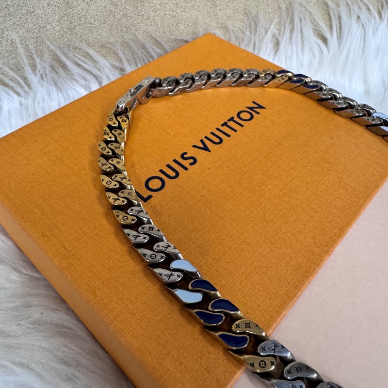 ［ 20年秋冬款13萬 ］LV Chain Links Patches 金屬琺瑯水晶古巴項鏈-2