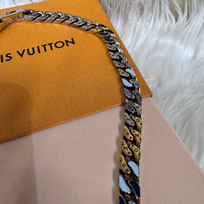 ［ 20年秋冬款13萬 ］LV Chain Links Patches 金屬琺瑯水晶古巴項鏈-3