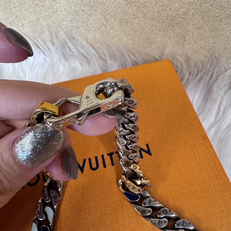 ［ 20年秋冬款13萬 ］LV Chain Links Patches 金屬琺瑯水晶古巴項鏈-4