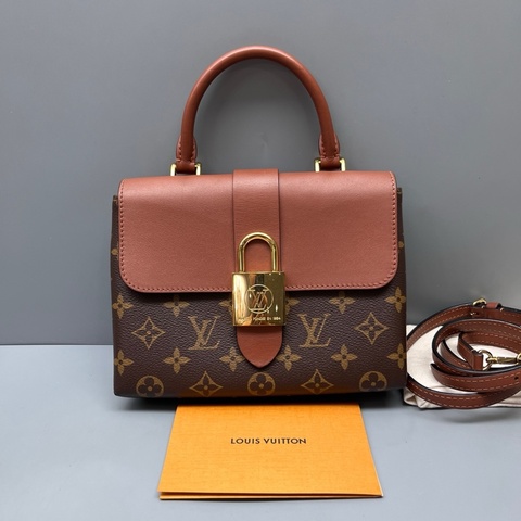 LV路易威登 97新 老花焦糖色Lock bb鎖頭包 尺寸21*15