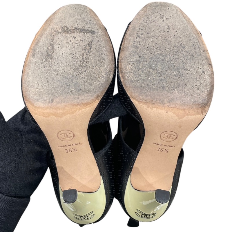 CHANEL 香奈兒 G33028 魚口高跟鞋 皮革 黑色 #35.5-2