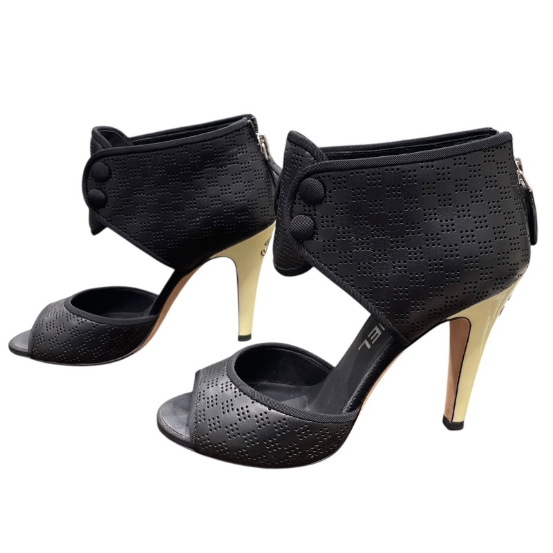 CHANEL 香奈兒 G33028 魚口高跟鞋 皮革 黑色 #35.5-3