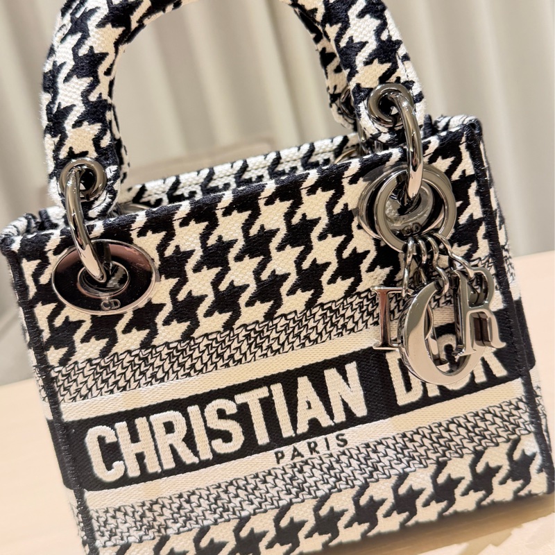 Dior Lady Dior Mini 千鳥格｜黑白經典款｜手提斜背｜9成新-5