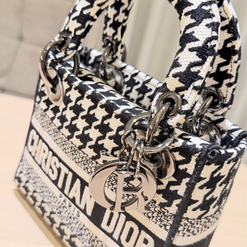 Dior Lady Dior Mini 千鳥格｜黑白經典款｜手提斜背｜9成新-9