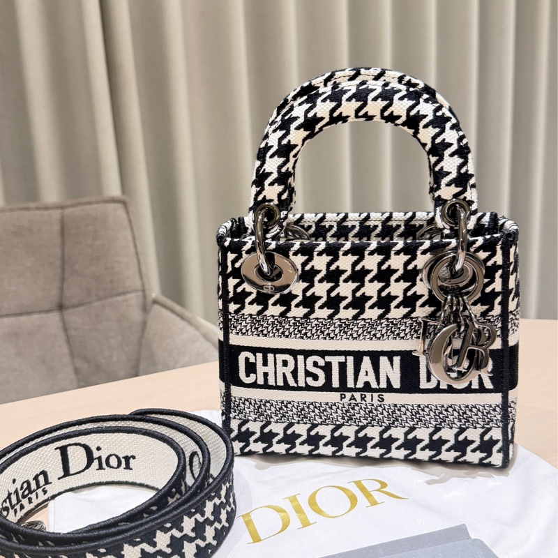 Dior Lady Dior Mini 千鳥格｜黑白經典款｜手提斜背｜9成新-20