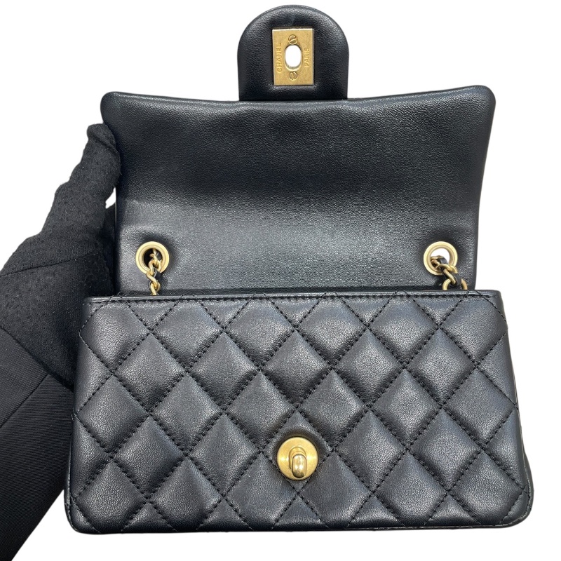 CHANEL 香奈兒 AS1787 MINI MATELASSE CF20 金球包 羊皮 黑色 金釦-12