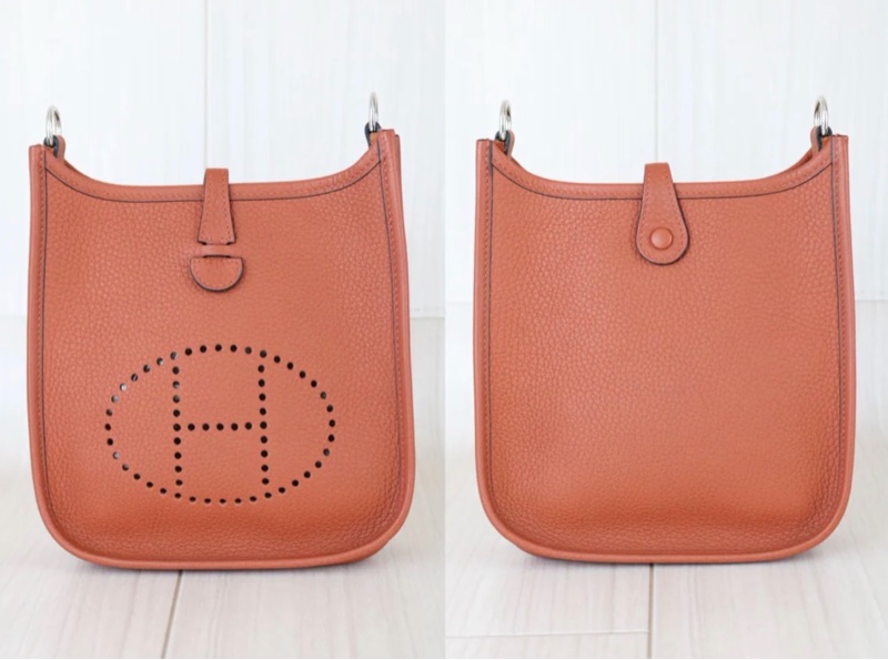 「JL精品代購」98新 Hermes 愛馬仕 南瓜色mini evelyne 16-2