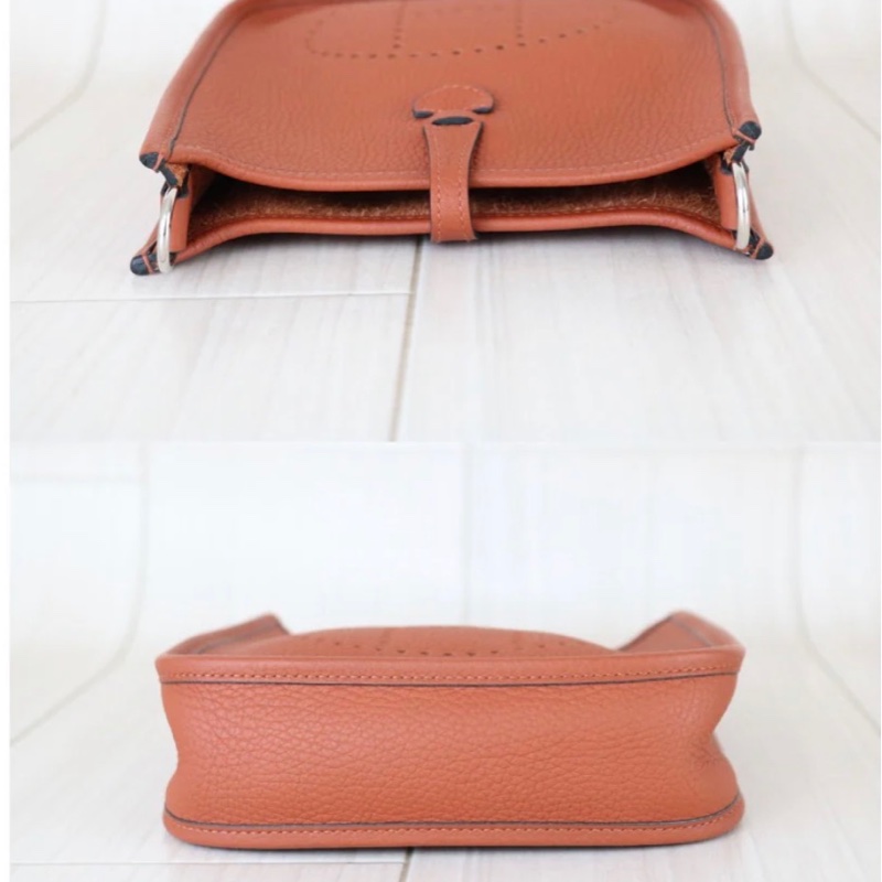 「JL精品代購」98新 Hermes 愛馬仕 南瓜色mini evelyne 16-4