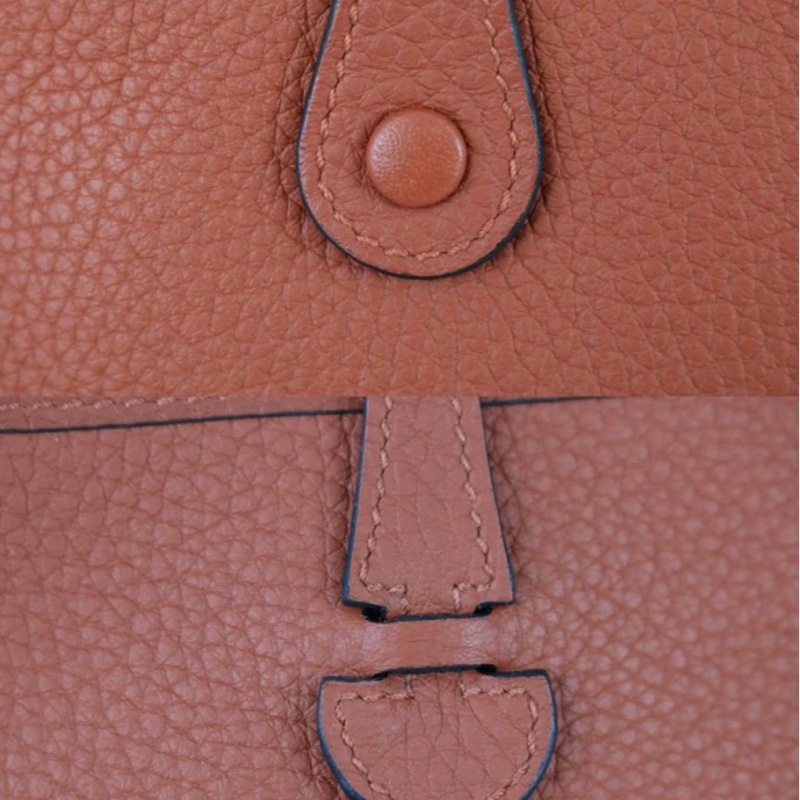 「JL精品代購」98新 Hermes 愛馬仕 南瓜色mini evelyne 16-13